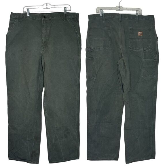 Carhartt Green B11 MOS Duck Canvas Dungaree Fit Carpenter Pants Men's Size 42X34 - Picture 1 of 8